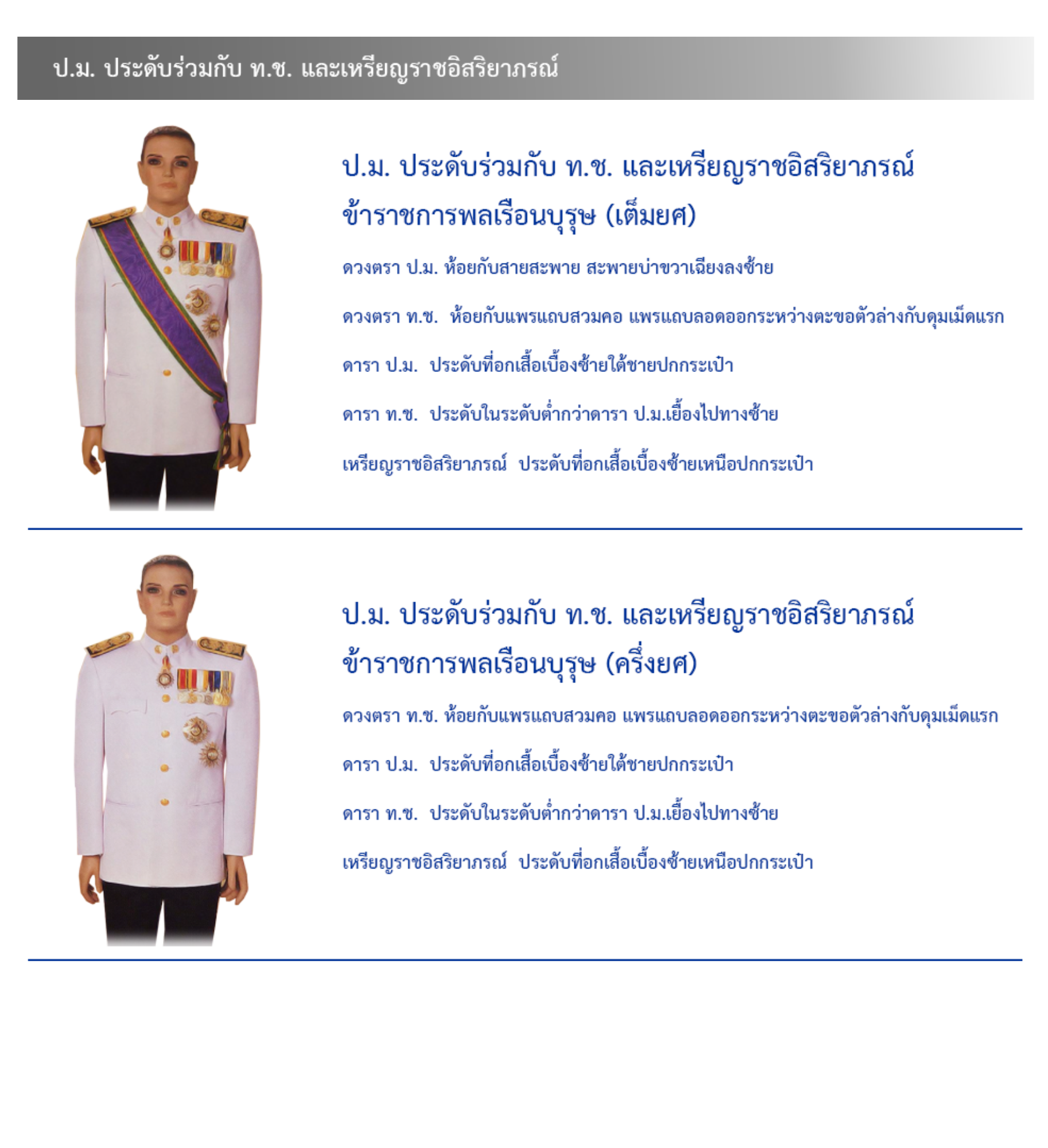 ภาพการประดับเครื่องราชอิสริยาภรณ์สำหรับข้าราชการพลเรือน แบบที่ 3