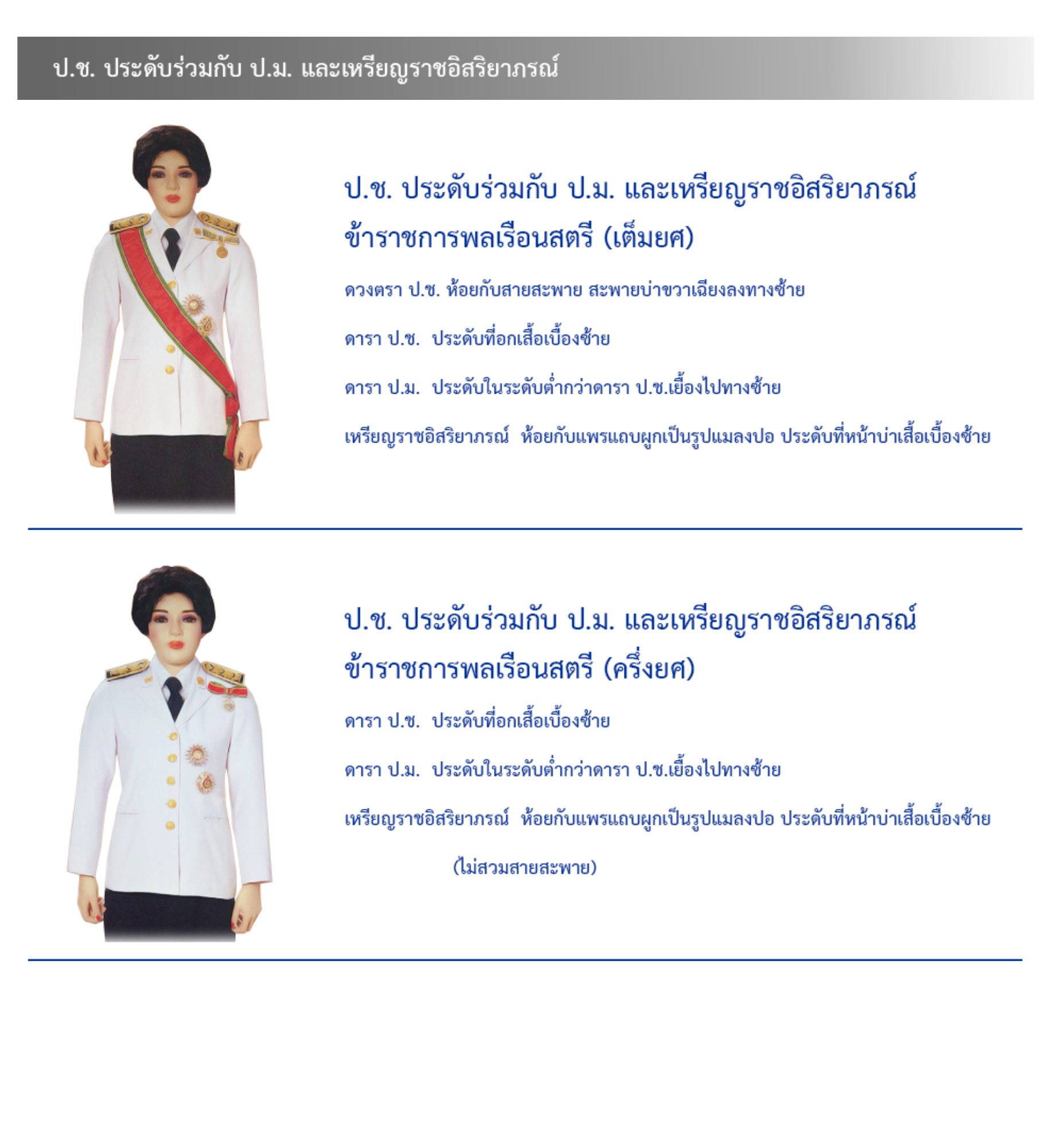 ภาพการประดับเครื่องราชอิสริยาภรณ์สำหรับข้าราชการพลเรือน แบบที่ 6