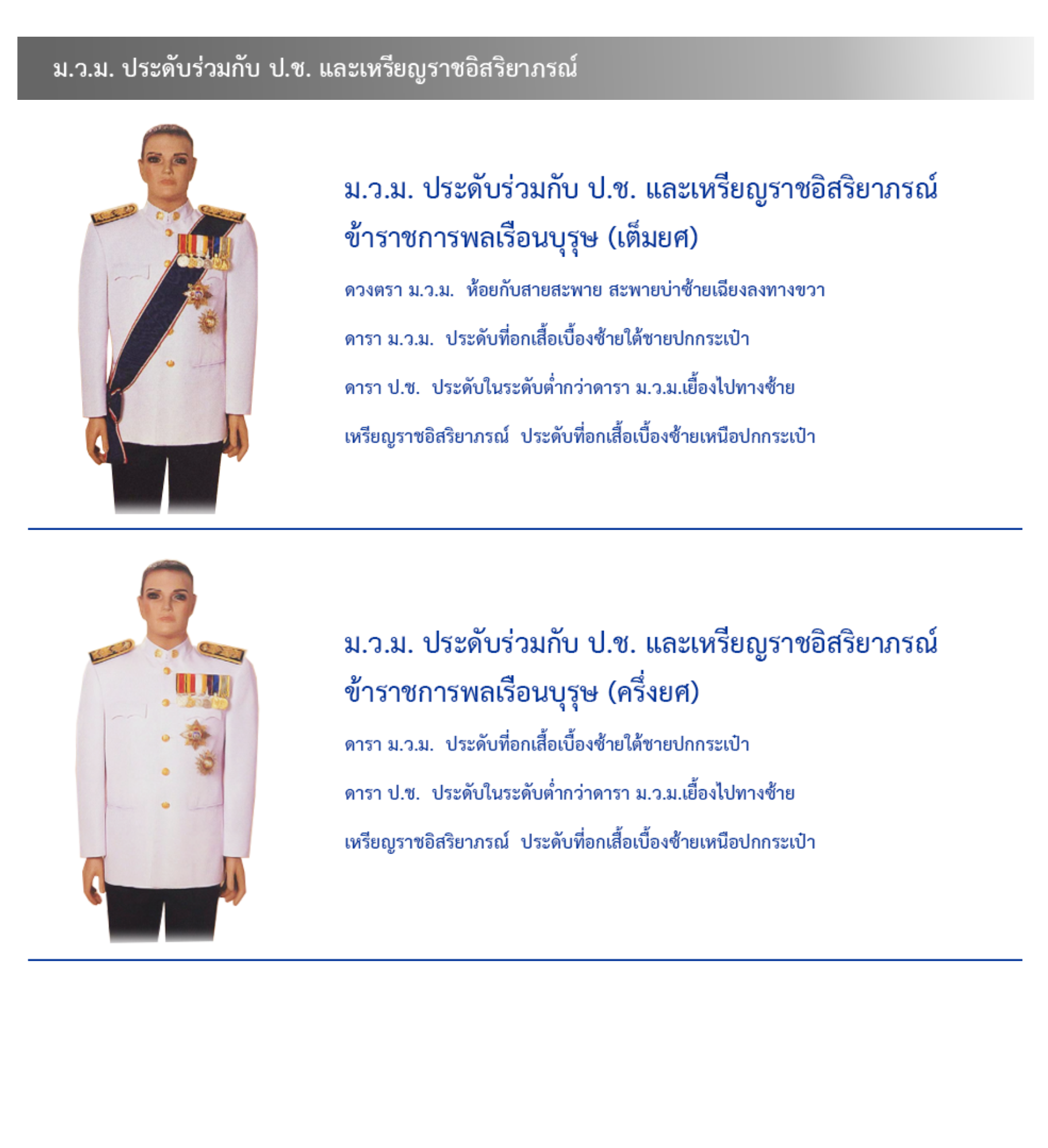 ภาพการประดับเครื่องราชอิสริยาภรณ์สำหรับข้าราชการพลเรือน แบบที่ 7