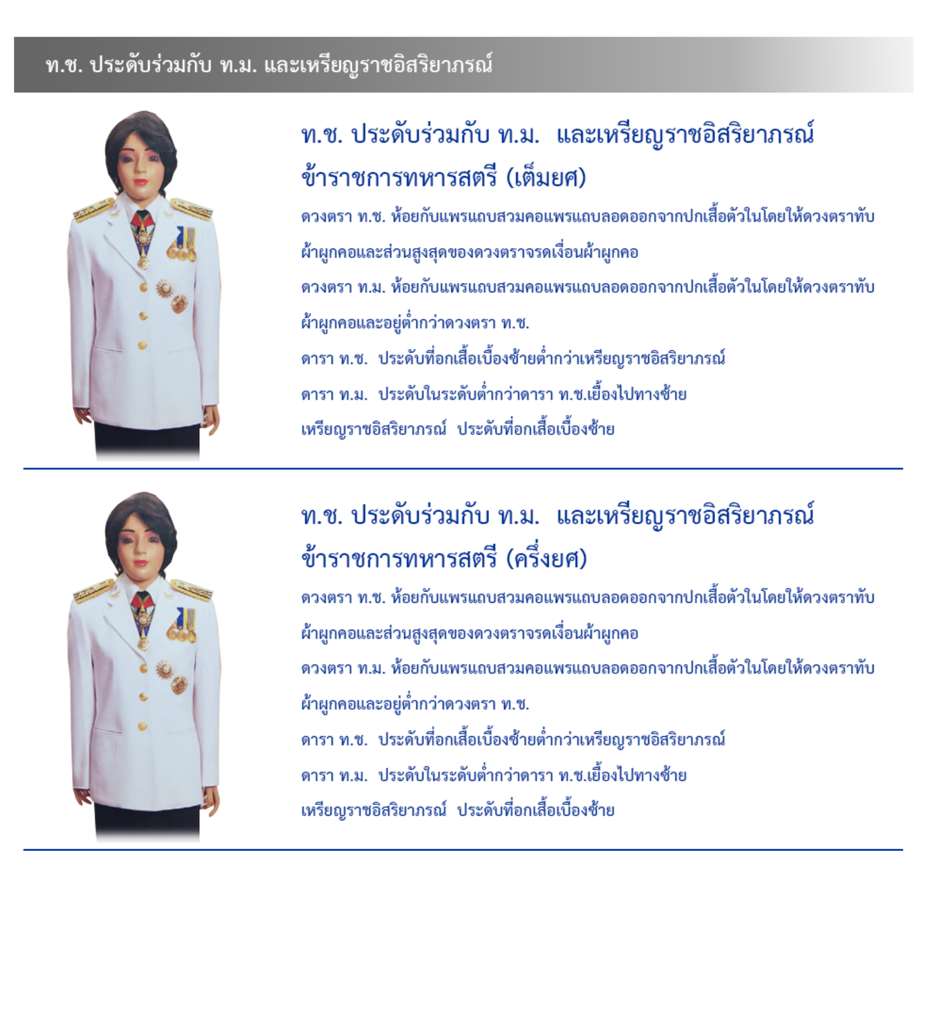 ภาพการประดับเครื่องราชอิสริยาภรณ์สำหรับข้าราชการทหาร แบบที่ 2