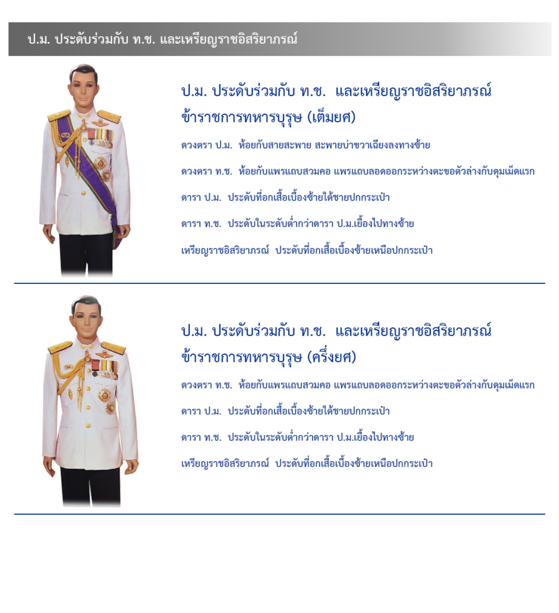 ภาพการประดับเครื่องราชอิสริยาภรณ์สำหรับข้าราชการทหาร แบบที่ 3