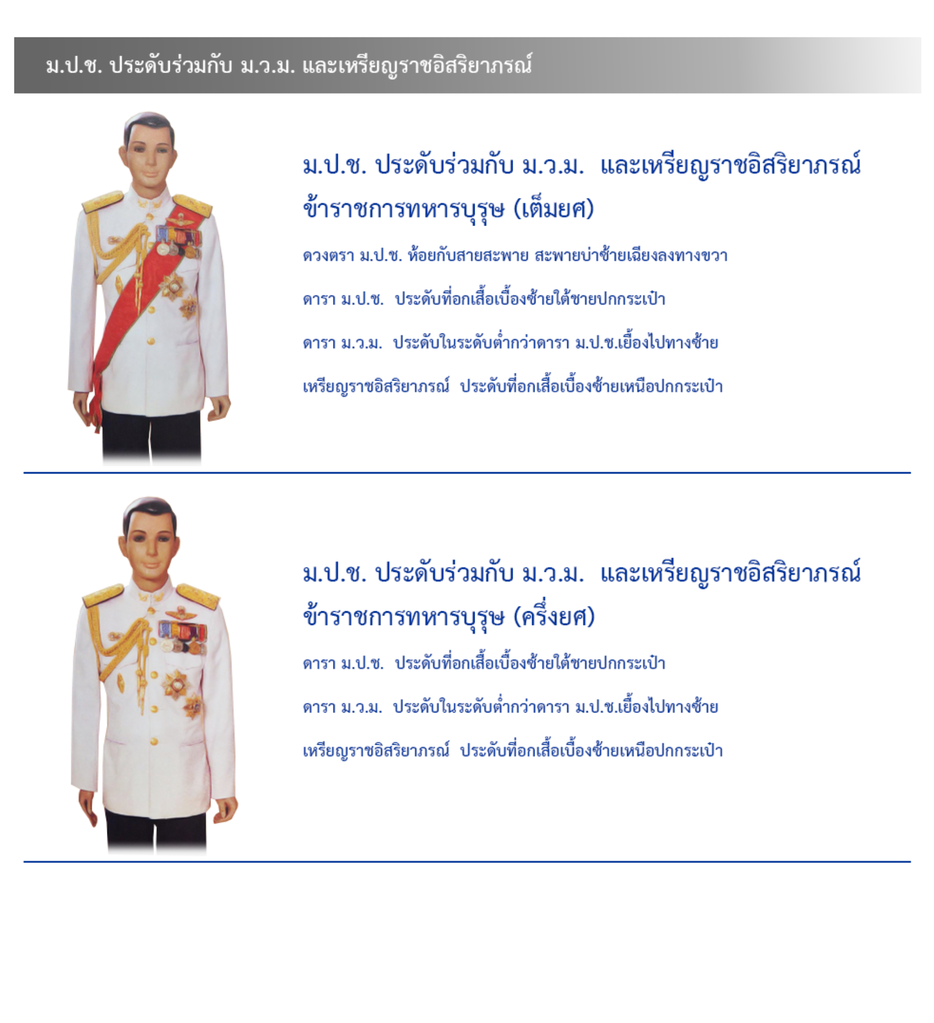 ภาพการประดับเครื่องราชอิสริยาภรณ์สำหรับข้าราชการทหาร แบบที่ 8